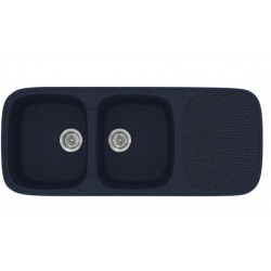 Νεροχύτης Ένθετος Γρανιτένιος Συνθετικός Sanitec Classic 300 (116x50) με 2 Ίσες Γούρνες Granite Blue